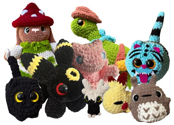 Handmade crochet character collection from Cheyanne’s Charm Studio